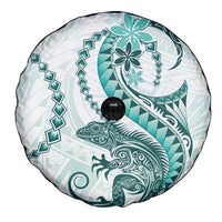 Teal Maori Tuatara Spare Tire Cover Luxury Pastel Pattern LT01 - Polynesian Pride