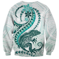 Teal Maori Tuatara Sweatshirt Luxury Pastel Pattern LT01 - Polynesian Pride