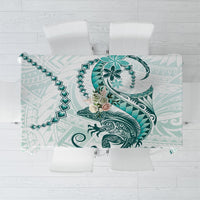 Teal Maori Tuatara Tablecloth Luxury Pastel Pattern LT01 Teal - Polynesian Pride