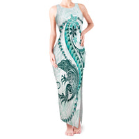 Teal Maori Tuatara Tank Maxi Dress Luxury Pastel Pattern LT01 Women Teal - Polynesian Pride