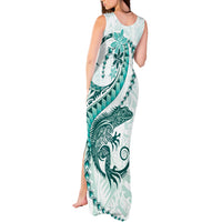 Teal Maori Tuatara Tank Maxi Dress Luxury Pastel Pattern LT01 - Polynesian Pride