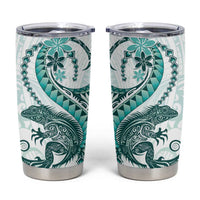 Teal Maori Tuatara Tumbler Cup Luxury Pastel Pattern LT01 Teal - Polynesian Pride