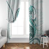 Teal Maori Tuatara Window Curtain Luxury Pastel Pattern LT01 - Polynesian Pride