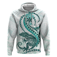 Teal Maori Tuatara Zip Hoodie Luxury Pastel Pattern