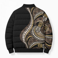 Hawaii Pineapple Brown Tribal Pattern Bomber Puffer Jacket LT01 - Polynesian Pride