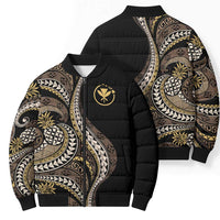 Hawaii Pineapple Brown Tribal Pattern Bomber Puffer Jacket LT01 - Polynesian Pride