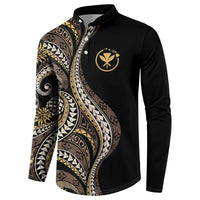 Hawaii Pineapple Brown Tribal Pattern Button Sweatshirt LT01 - Polynesian Pride