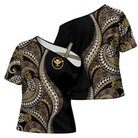 Hawaii Pineapple Brown Tribal Pattern Cross Shoulder Shirt LT01 - Polynesian Pride