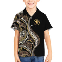 Hawaii Pineapple Brown Tribal Pattern Kid Hawaiian Shirt - Polynesian Pride
