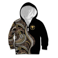 Hawaii Pineapple Brown Tribal Pattern Kid Hoodie LT01 Zip Hoodie Brown - Polynesian Pride