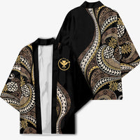 Hawaii Pineapple Brown Tribal Pattern Kimono - Polynesian Pride