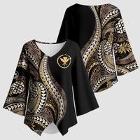 Hawaii Pineapple Brown Tribal Pattern Kimono Sleeve Blouse - Polynesian Pride