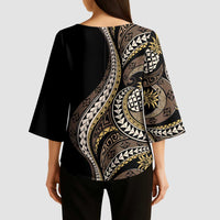 Hawaii Pineapple Brown Tribal Pattern Kimono Sleeve Blouse - Polynesian Pride
