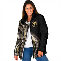 Hawaii Pineapple Brown Tribal Pattern Padded Jacket LT01 Women Brown - Polynesian Pride