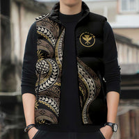 Hawaii Pineapple Brown Tribal Pattern Sleeveless Puffer Jacket LT01 - Polynesian Pride