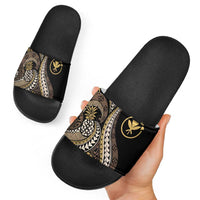 Hawaii Pineapple Brown Tribal Pattern Slide Sandals - Polynesian Pride