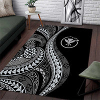 Hawaii Pineapple Gray Scale Tribal Pattern Area Rug - Polynesian Pride