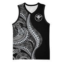 Hawaii Pineapple Gray Scale Tribal Pattern Basketball Jersey LT01 Unisex Black - Polynesian Pride