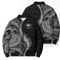 Hawaii Pineapple Gray Scale Tribal Pattern Bomber Puffer Jacket LT01 - Polynesian Pride