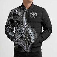 Hawaii Pineapple Gray Scale Tribal Pattern Bomber Puffer Jacket LT01 - Polynesian Pride