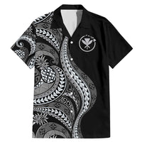 Hawaii Pineapple Gray Scale Tribal Pattern Family Matching Mermaid Dress and Hawaiian Shirt - Polynesian Pride