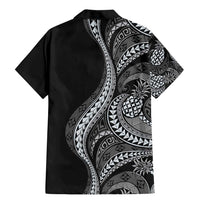 Hawaii Pineapple Gray Scale Tribal Pattern Family Matching Mermaid Dress and Hawaiian Shirt - Polynesian Pride