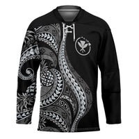 Hawaii Pineapple Gray Scale Tribal Pattern Hockey Jersey LT01 Unisex Black - Polynesian Pride
