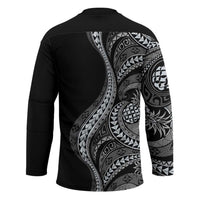 Hawaii Pineapple Gray Scale Tribal Pattern Hockey Jersey LT01 - Polynesian Pride