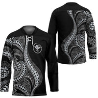 Hawaii Pineapple Gray Scale Tribal Pattern Hockey Jersey LT01 - Polynesian Pride