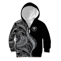 Hawaii Pineapple Gray Scale Tribal Pattern Kid Hoodie LT01 Zip Hoodie Black - Polynesian Pride