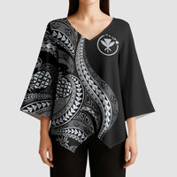 Hawaii Pineapple Gray Scale Tribal Pattern Kimono Sleeve Blouse - Polynesian Pride