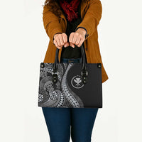 Hawaii Pineapple Gray Scale Tribal Pattern Leather Bag LT01 Black - Polynesian Pride