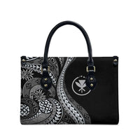 Hawaii Pineapple Gray Scale Tribal Pattern Leather Bag LT01 - Polynesian Pride