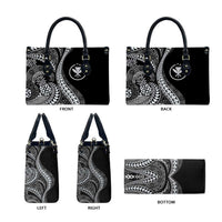 Hawaii Pineapple Gray Scale Tribal Pattern Leather Bag LT01 - Polynesian Pride