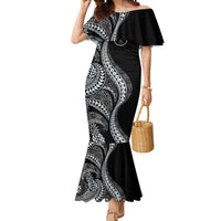 Hawaii Pineapple Gray Scale Tribal Pattern Mermaid Dress - Polynesian Pride
