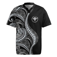 Hawaii Pineapple Gray Scale Tribal Pattern Rugby Jersey LT01 Black - Polynesian Pride