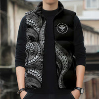Hawaii Pineapple Gray Scale Tribal Pattern Sleeveless Puffer Jacket LT01 - Polynesian Pride