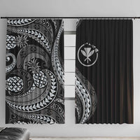 Hawaii Pineapple Gray Scale Tribal Pattern Window Curtain - Polynesian Pride