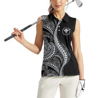 Hawaii Pineapple Gray Scale Tribal Pattern Women Sleeveless Polo Shirt LT01 - Polynesian Pride