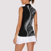 Hawaii Pineapple Gray Scale Tribal Pattern Women Sleeveless Polo Shirt LT01 - Polynesian Pride