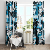 Fijian Rugby Window Curtain Grunge Palm Stylized LT01 - Polynesian Pride