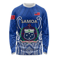 Custom Samoa Rugby Long Sleeve Shirt Manu Samoa Go 2023 World Cup LT01 Unisex Blue - Polynesian Pride