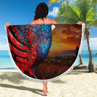 New Zealand Tui Bird Soldier ANZAC Beach Blanket Lest We Forget LT03 - Polynesian Pride