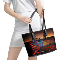 New Zealand Tui Bird Soldier ANZAC Leather Tote Bag Lest We Forget LT03 - Polynesian Pride