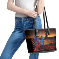 New Zealand Tui Bird Soldier ANZAC Leather Tote Bag Lest We Forget LT03 - Polynesian Pride