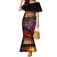 New Zealand Tui Bird Soldier ANZAC Mermaid Dress Lest We Forget LT03 Women Black - Polynesian Pride