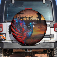 New Zealand Tui Bird Soldier ANZAC Spare Tire Cover Lest We Forget LT03 Black - Polynesian Pride