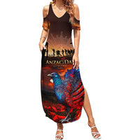 New Zealand Tui Bird Soldier ANZAC Summer Maxi Dress Lest We Forget LT03 Women Black - Polynesian Pride