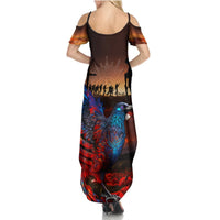New Zealand Tui Bird Soldier ANZAC Summer Maxi Dress Lest We Forget LT03 - Polynesian Pride