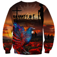 New Zealand Tui Bird Soldier ANZAC Sweatshirt Lest We Forget LT03 - Polynesian Pride